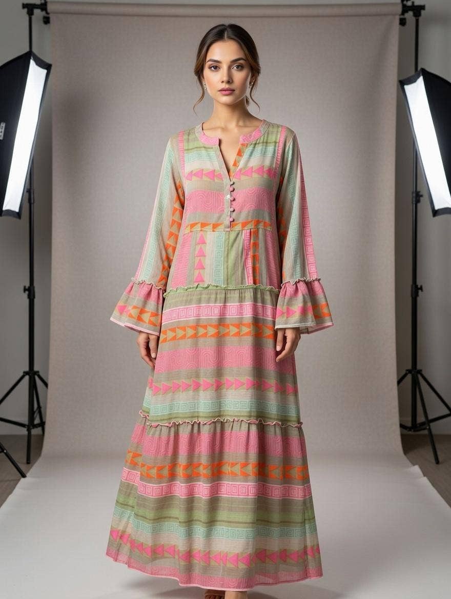 aztec cotton dress AZTEC COTTON SATIN DRESS BY SAHAR