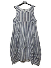 322 LINEN DRESS WITH VERTICAL STRIPES: OLIVE