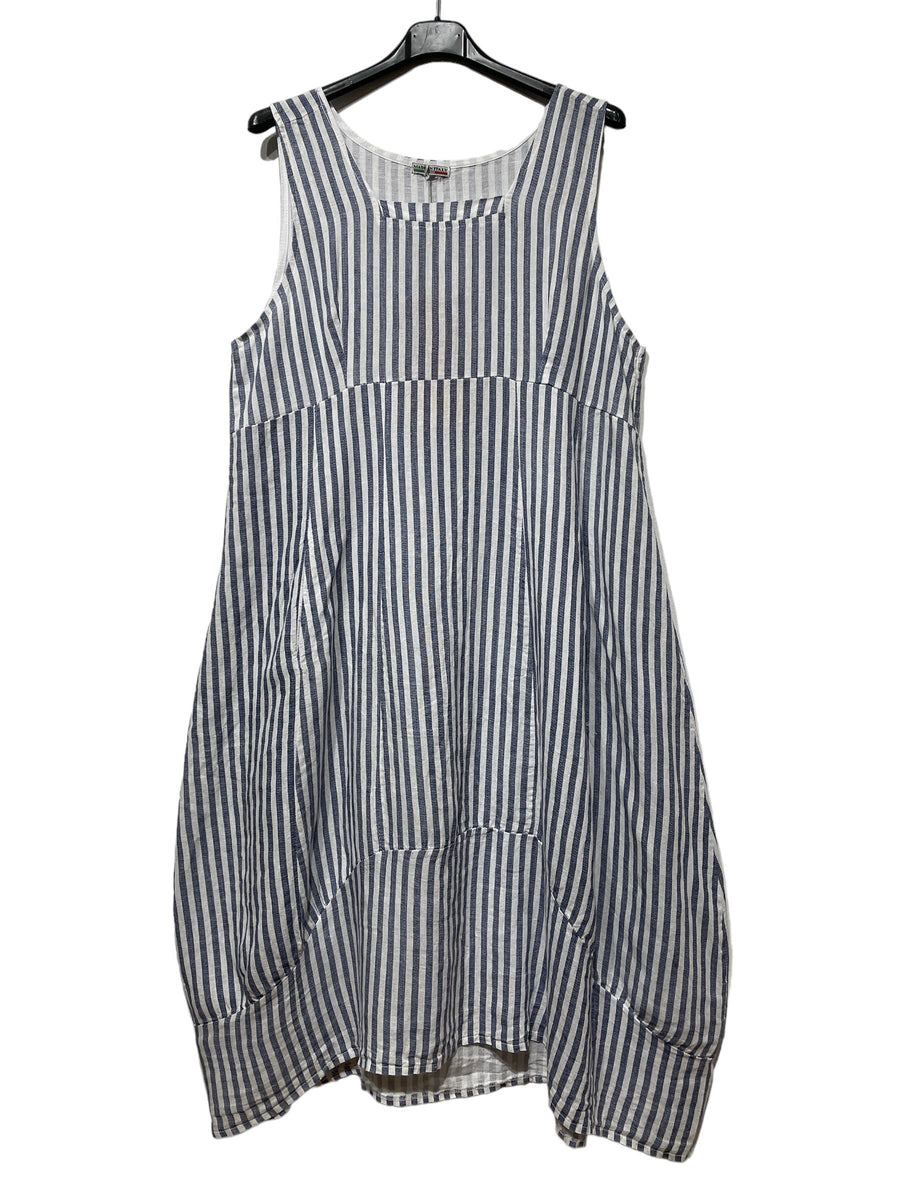 322 LINEN DRESS WITH VERTICAL STRIPES: OLIVE
