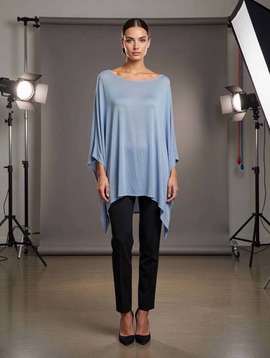 Classic Silk Poncho: Beige / Missy