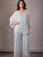 Thin Waistband Silk Trouser