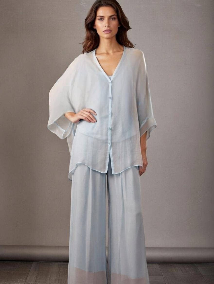 Thin Waistband Silk Trouser