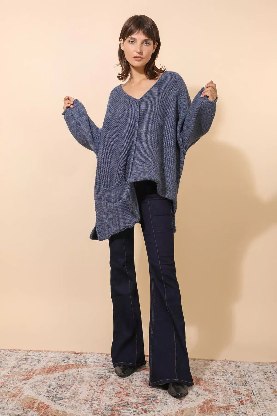 2-Pocket V-Neck Sweater