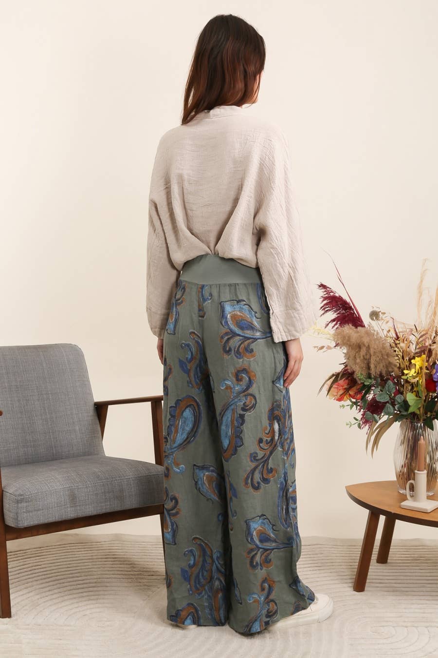 Patterned Linen Pants