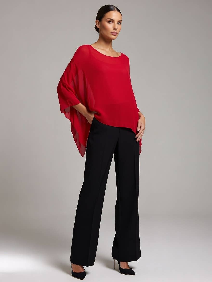 Classic Silk Poncho: Charcoal / Missy