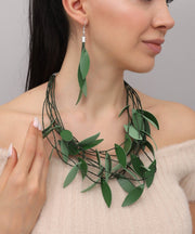 Handmade special design leather leaf jewelry set