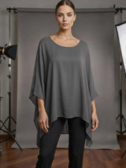 Classic Silk Poncho: Red / Missy