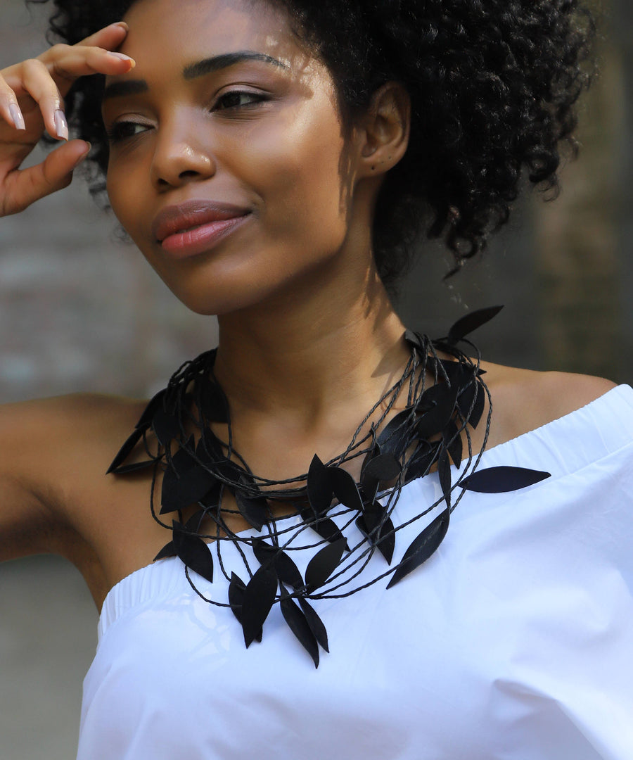 Handmade special design leather leaf jewelry set