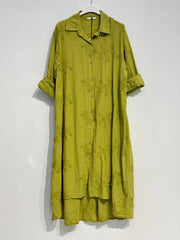 Embroidered Cotton Shirt Dress