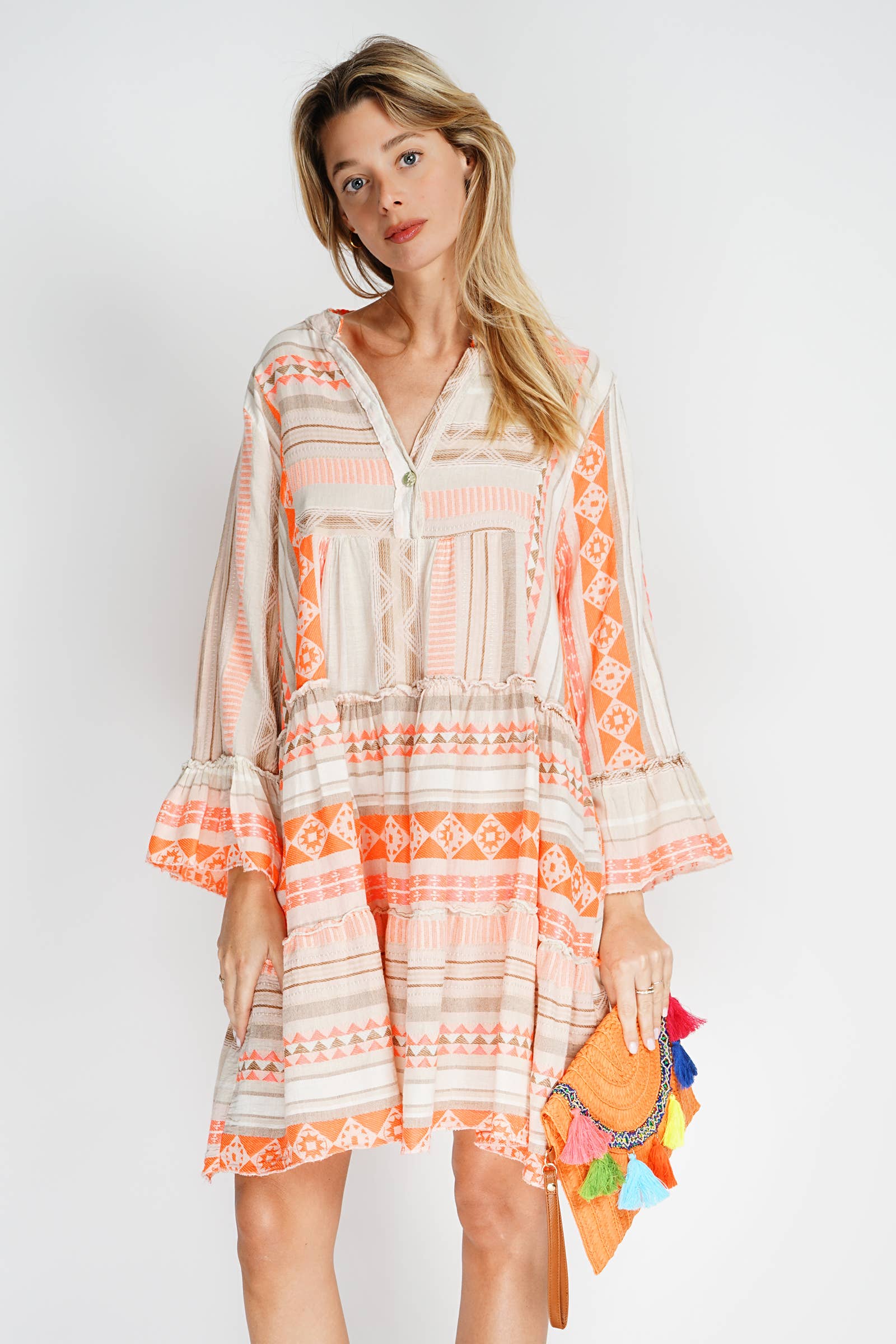 Printed Cotton Short Dress