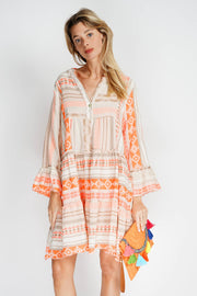Printed Cotton Short Dress