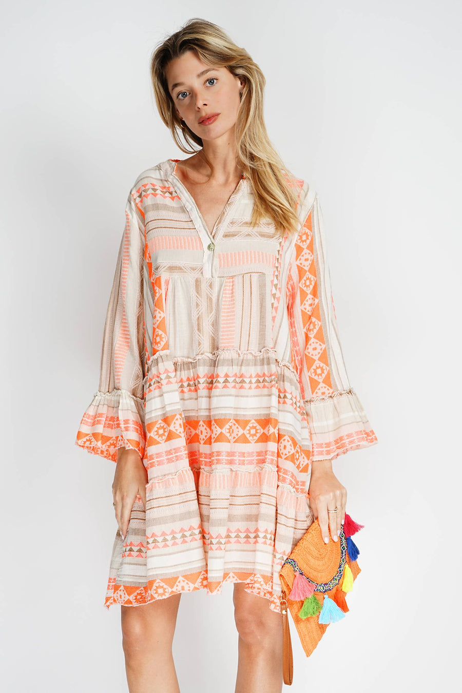 Printed Cotton Short Dress