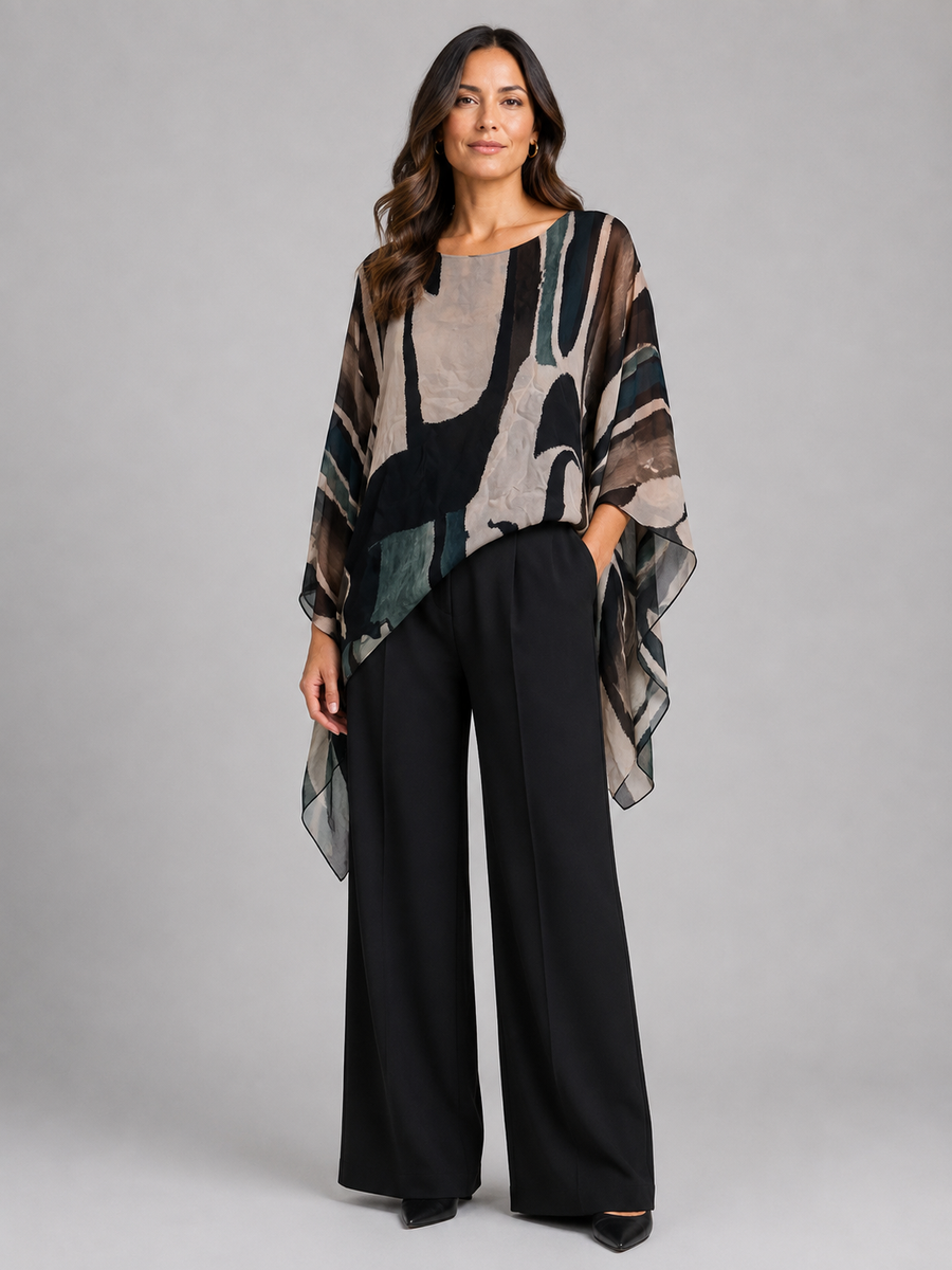 The Cassy Channel Silk Poncho