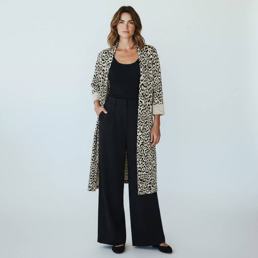 Stylish Animal Print Long Jacket