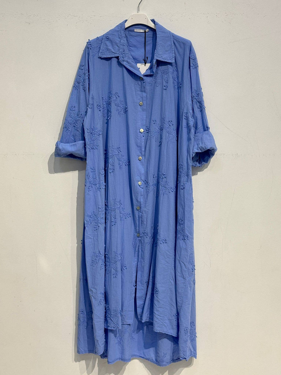 Embroidered Cotton Shirt Dress