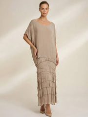 Stretchy Shredded Layered Maxi Dress