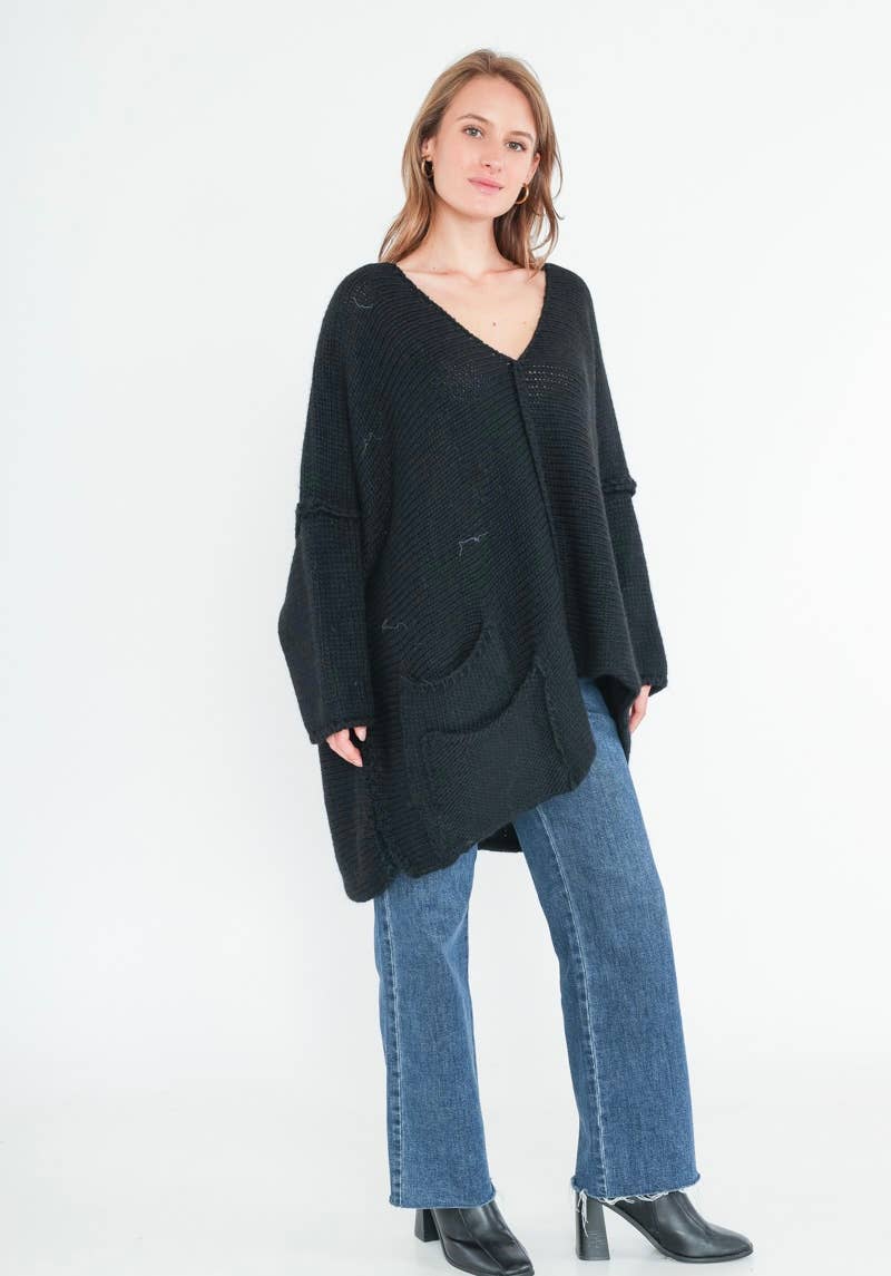 2-Pocket V-Neck Sweater