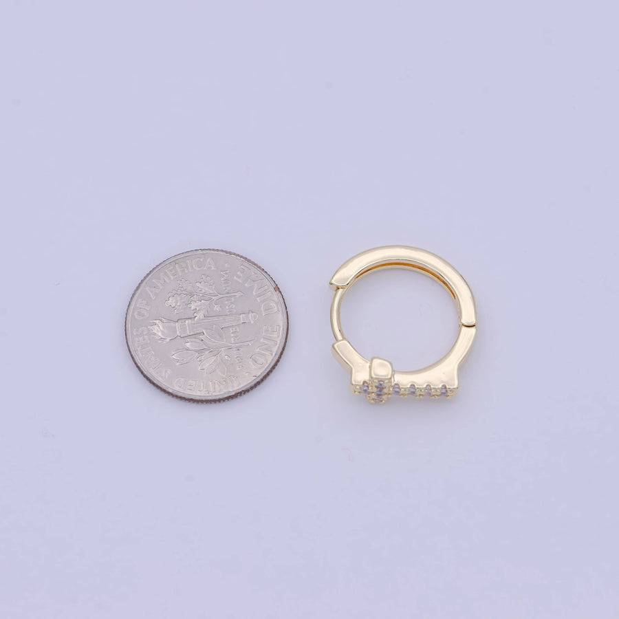 Minimalist Cross Gold Hoop Earring