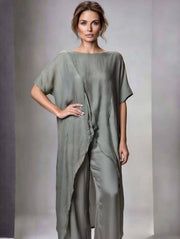 Long Crossover Silk Top