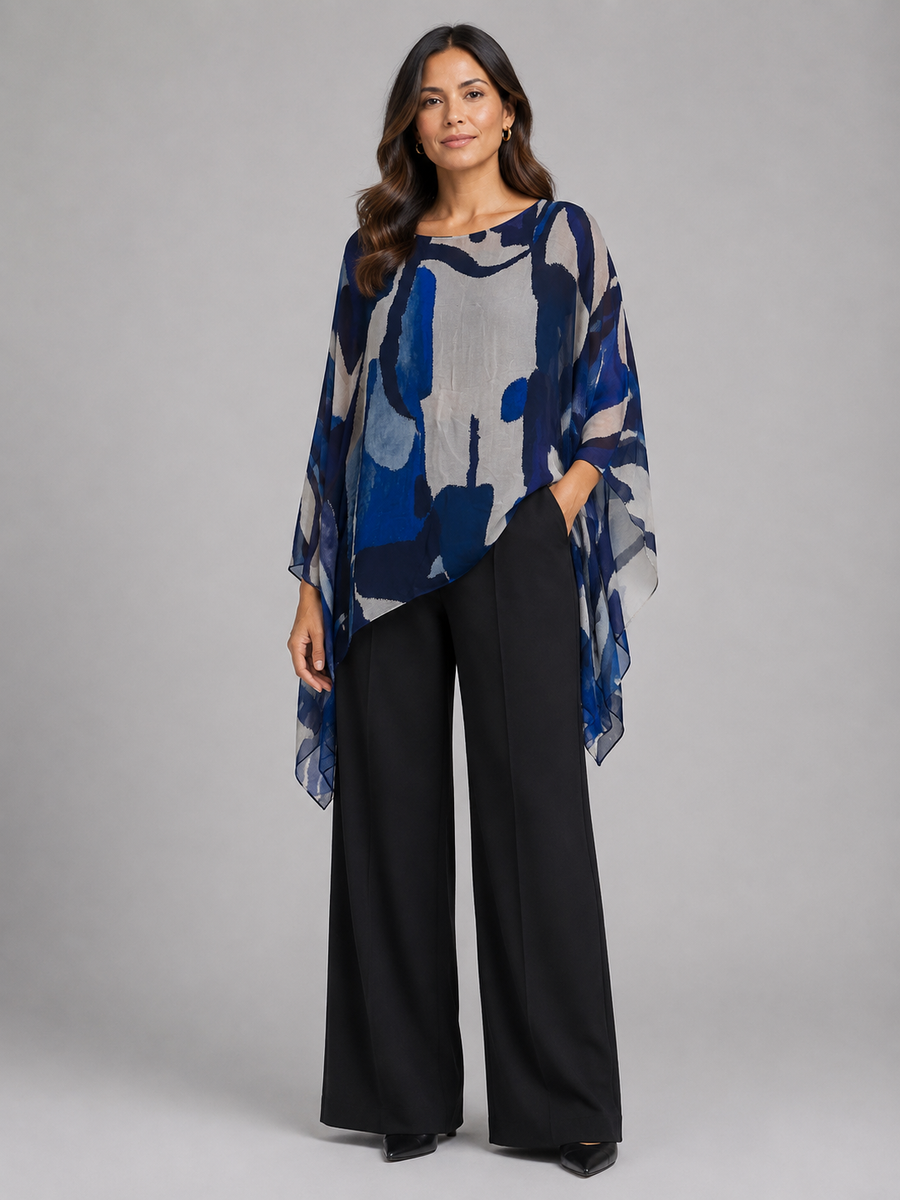 The Cassy Channel Silk Poncho