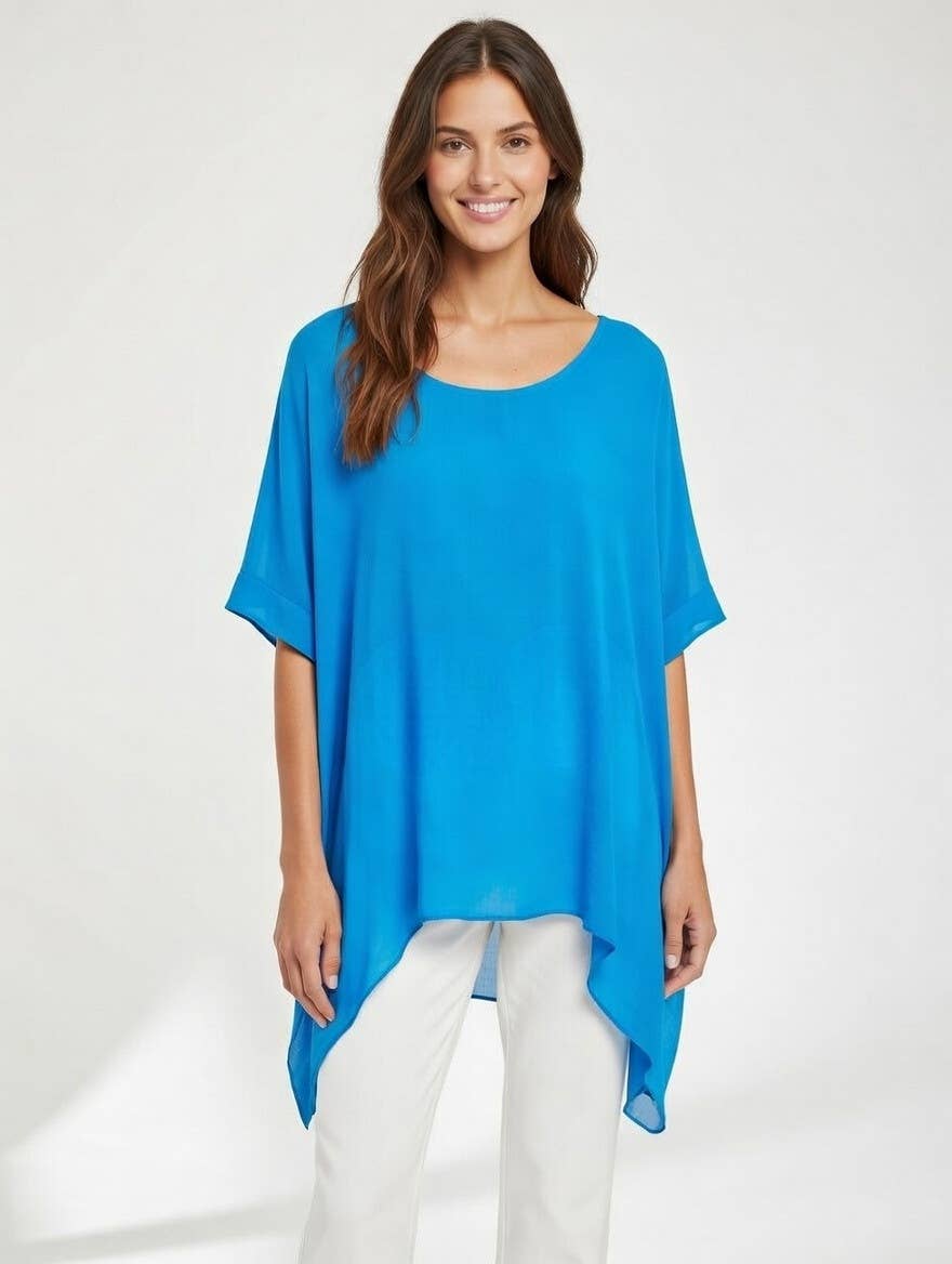 Classic Silk Poncho: Beige / Missy