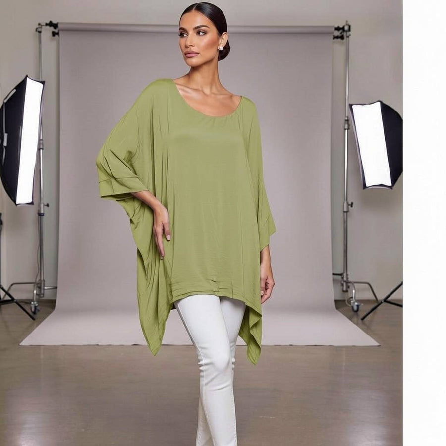 Classic Silk Poncho: Pistachio / Missy