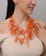 Handmade special design leather leaf jewelry set