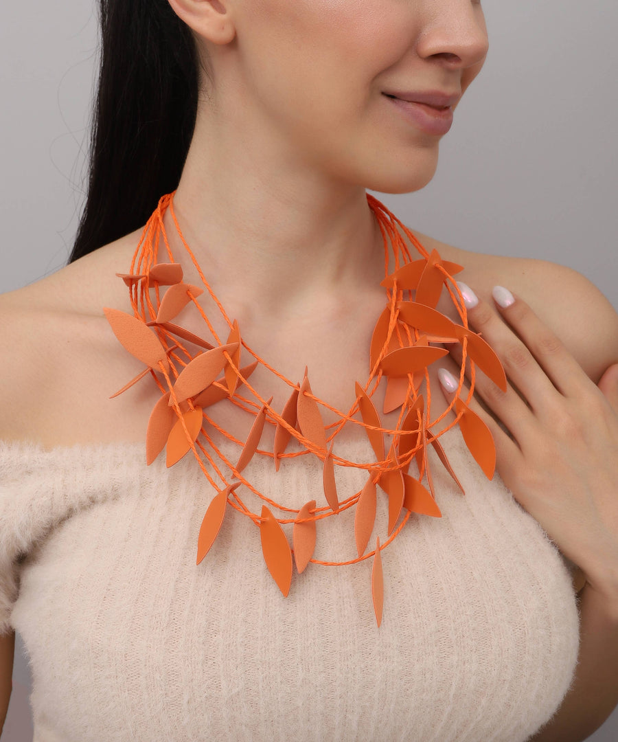 Handmade special design leather leaf jewelry set