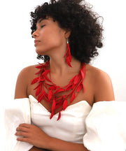 Handmade special design leather leaf jewelry set