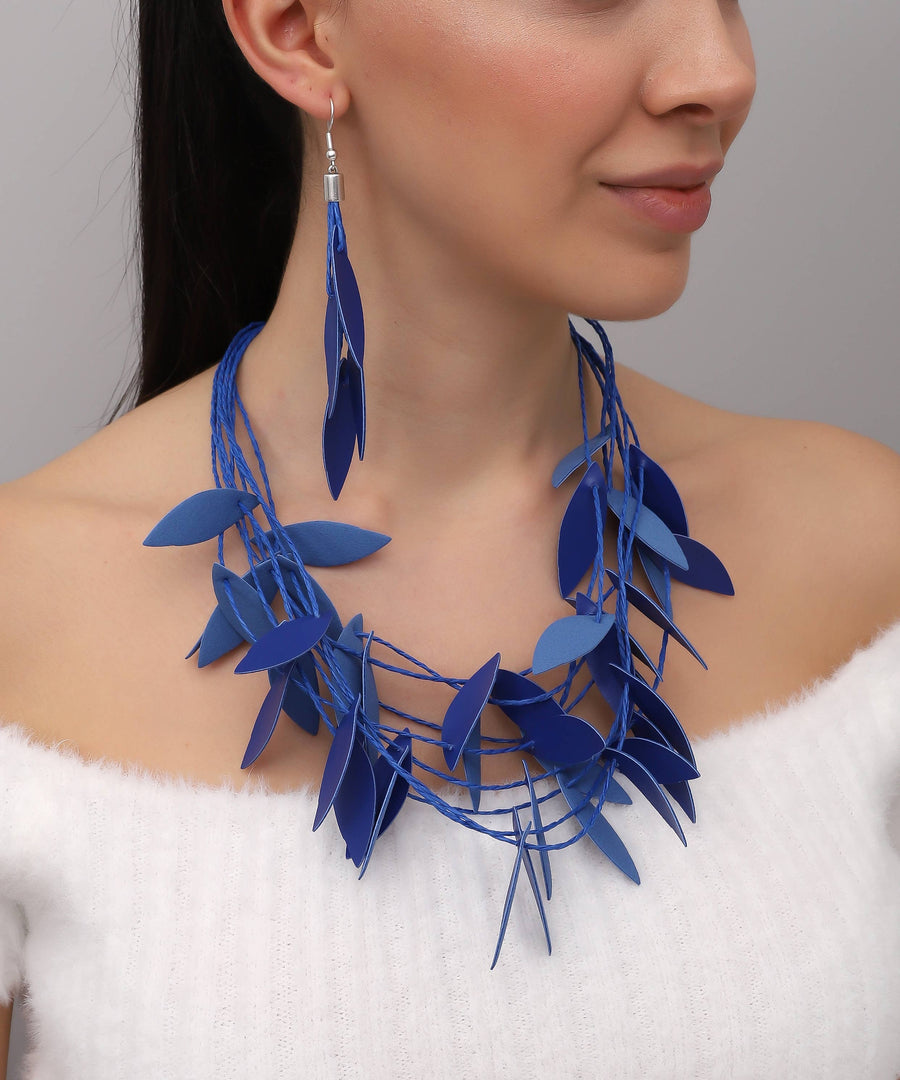 Handmade special design leather leaf jewelry set