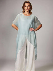 Long Crossover Silk Top