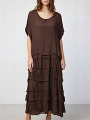 Stretchy Shredded Layered Maxi Dress