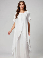 Long Crossover Silk Top