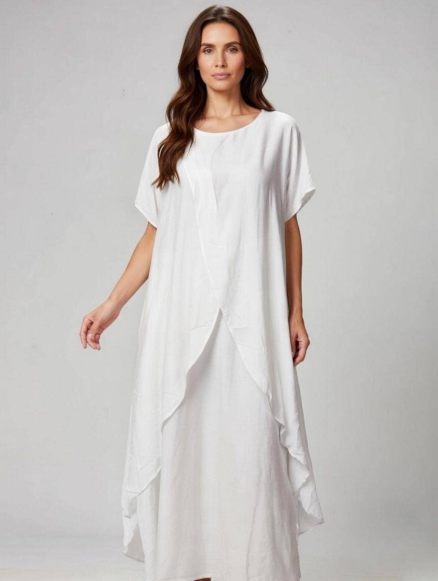 Long Crossover Silk Top