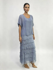 Stretchy Shredded Layered Maxi Dress