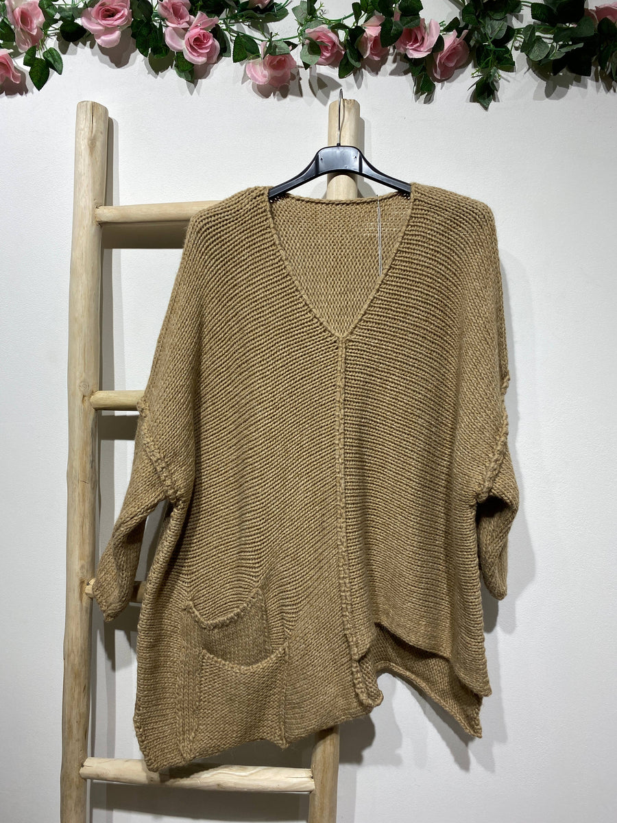 2-Pocket V-Neck Sweater