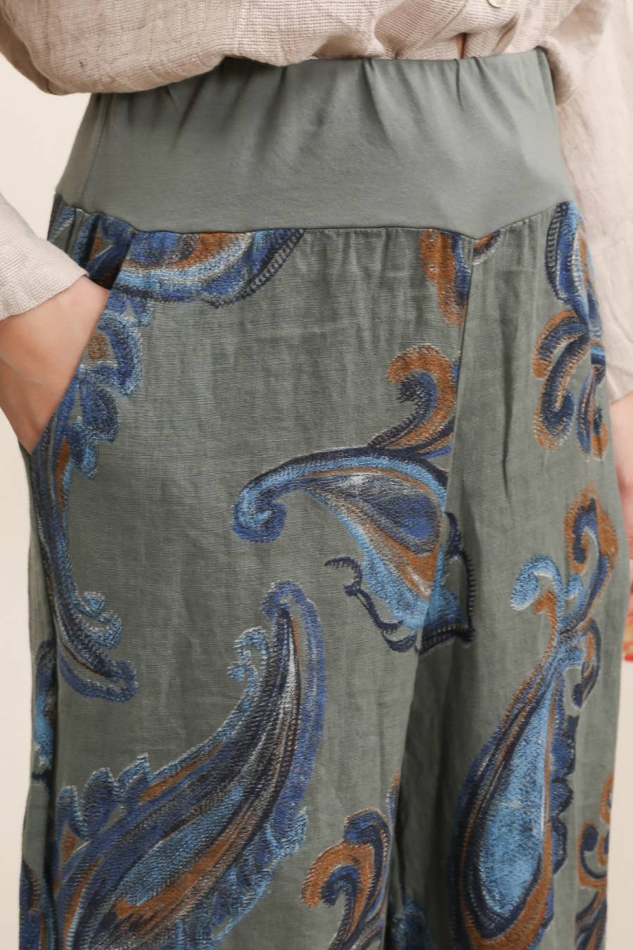 Patterned Linen Pants