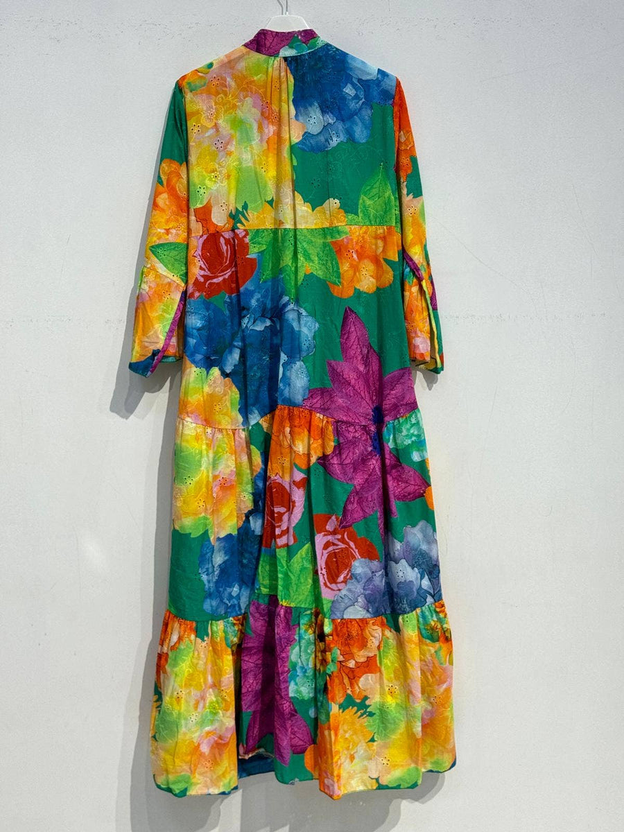 Embroidered Eyelet Print Dress