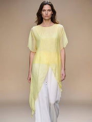 Long Crossover Silk Top