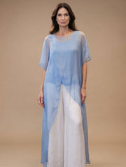 Long Crossover Silk Top