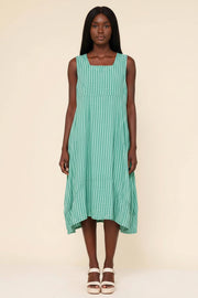 322 LINEN DRESS WITH VERTICAL STRIPES: Violet