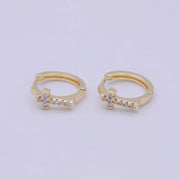 Minimalist Cross Gold Hoop Earring