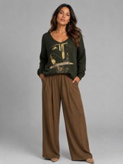 Relaxed Metallic V- neck Knit