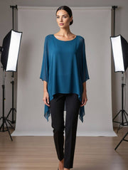 Classic Silk Poncho: Red / Missy
