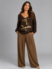 Relaxed Metallic V- neck Knit