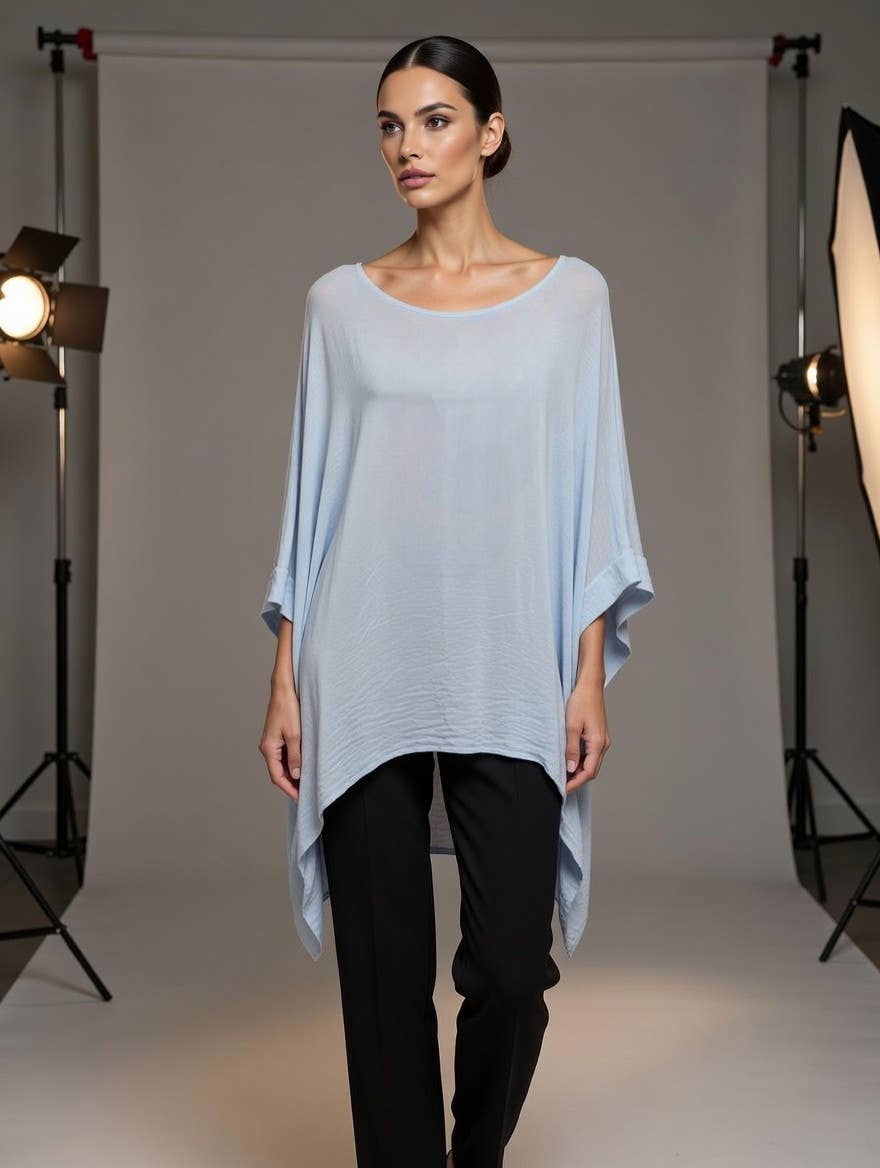 Classic Silk Poncho: Silver / Missy