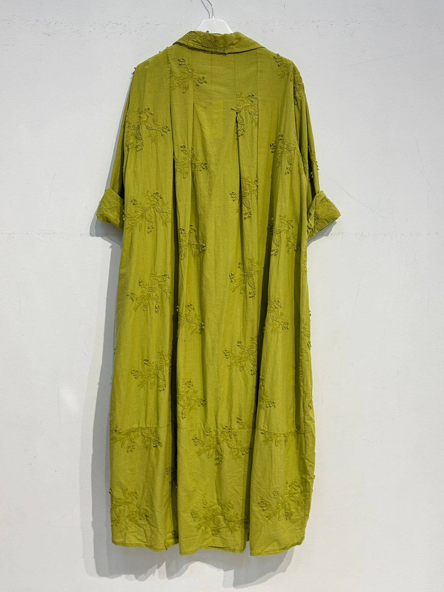 Embroidered Cotton Shirt Dress