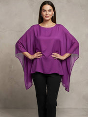 Classic Silk Poncho: Beige / Missy