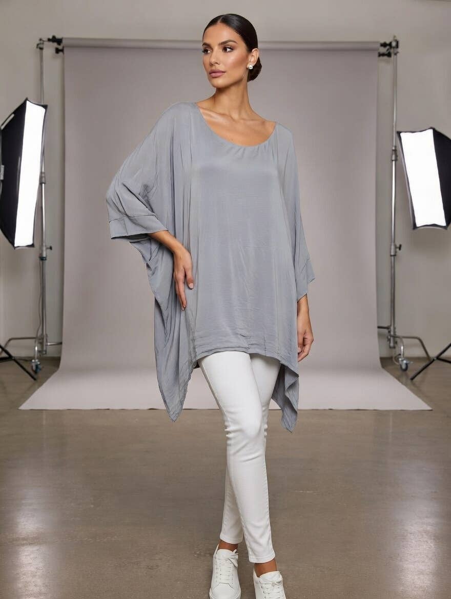 Classic Silk Poncho: Red / Missy