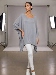 Classic Silk Poncho: White / Missy